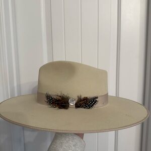 Stetson Cream Feather-Embellished Hat